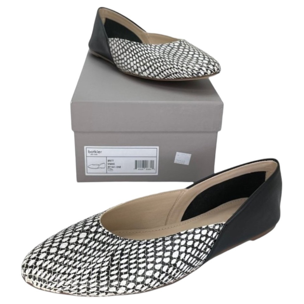 Botkier Britt Womens Flats 6.5M Leather Snake Print Slip On